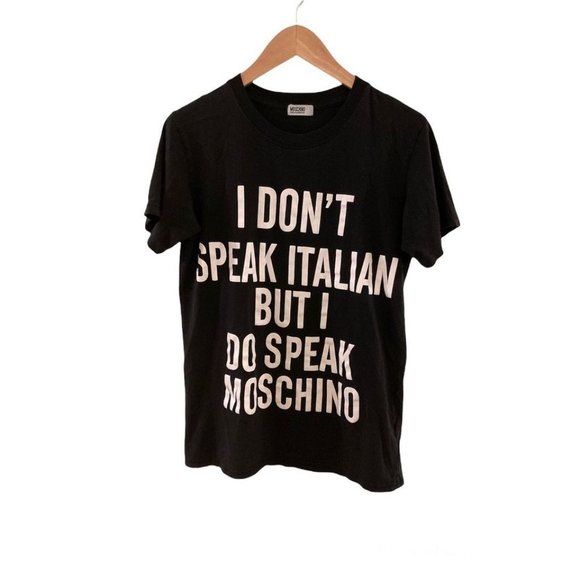 Moschino Tops - MOSCHINO Cheap & Chic "I speak Moschino" Black Short Sleeve T-shirt. Size M